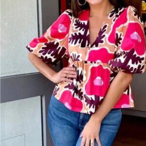 CROSBY BY MOLLIE BURCH Eleanor Mod Poppy Top EEUC Size Small